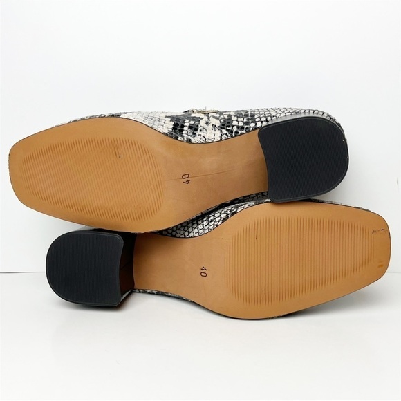 ASOS Reptile Snakeskin Mules 40 9.5 black white neutral square toe shoes heels - Picture 12 of 13